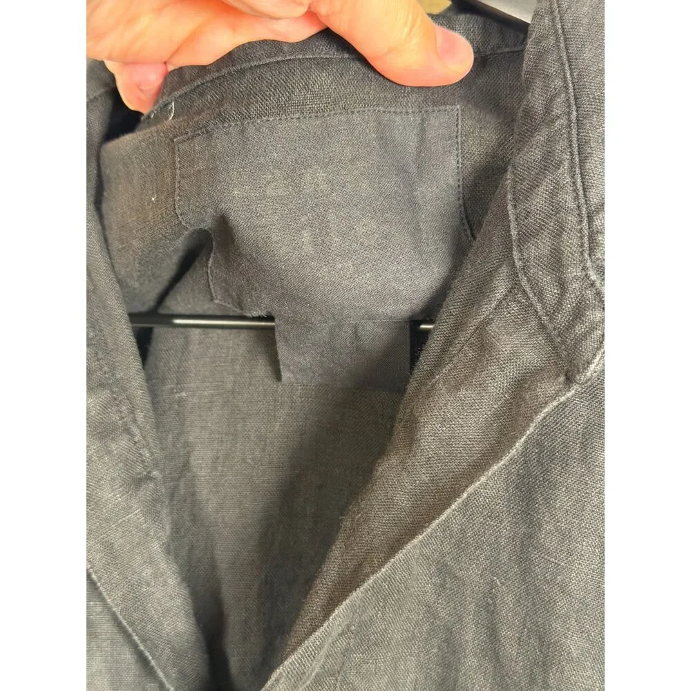 Frank & Eileen Daphne Mini Dress in Black Linen